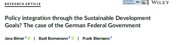 📢New Paper Alert:

The #SDGs were meant to “transform our world” – yet did they have any real political impacts?

We studied the influence of #SDGs on the German government, especially on policy integration. 

The paper is led by <a href="/JanaBirnr/">Jana Birner</a> &amp; open access: doi.org/10.1002/sd.2851