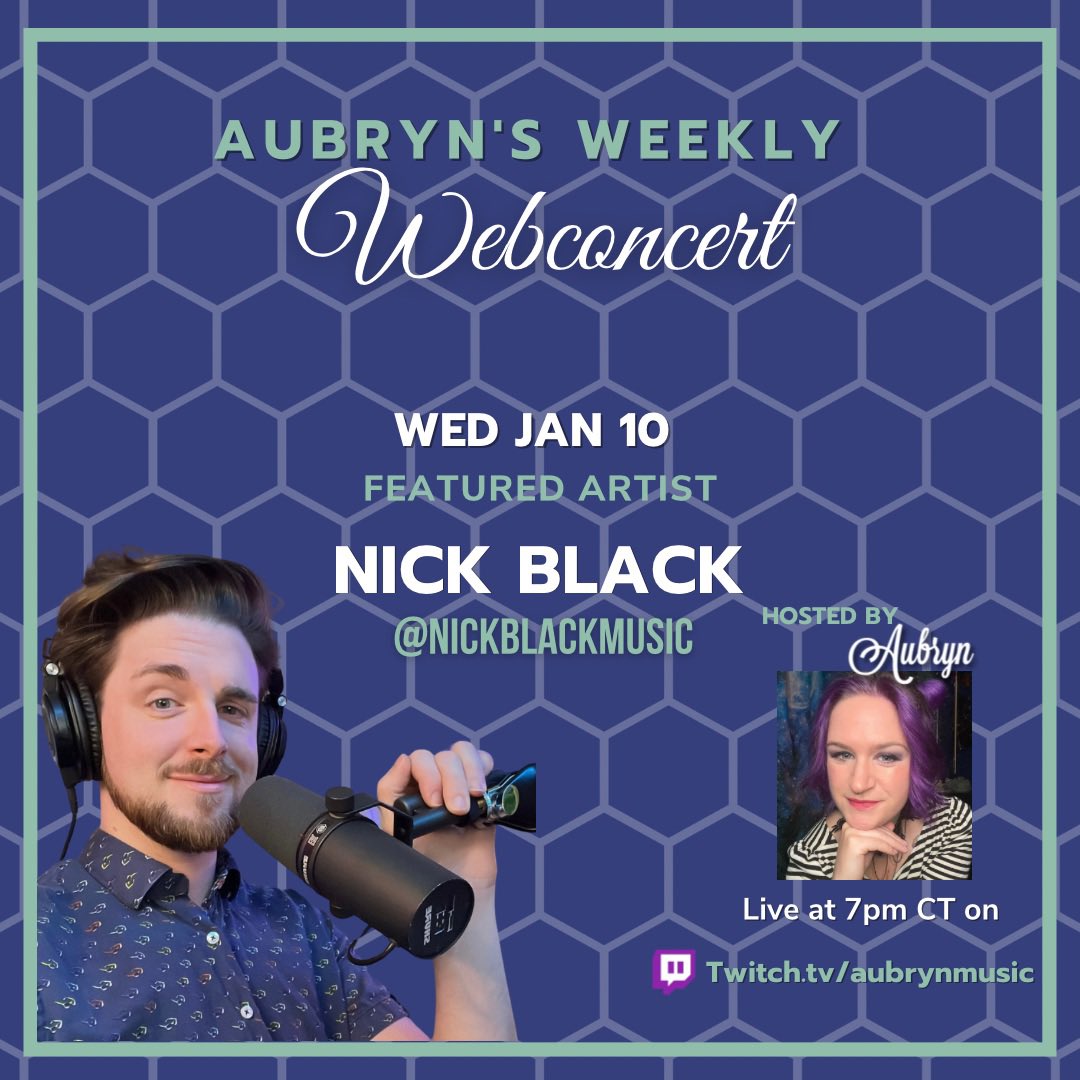 This week’s schedule! Nick Black @NickBlackMusic is my guest this week! Come join us!