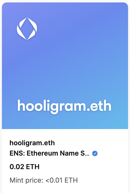 🔥 sale

Best names in the hooli-verse! 

#karrotgang.eth and hooligram.eth 

Buy karrotgang and ill give you hooligram for free (if its still in my wallet)! 

#hooli #mypethooligan #mph #nft #amgi