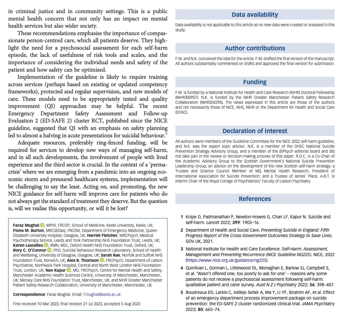 suicideresearch's tweet photo. We cannot miss the opportunity to improve care of those who self-harm

"Acting on, and promoting, the new NICE guidance for self-harm will improve care for patients who do not always get the standard of treatment they deserve"

@farazhmughal @FiMcD3 @karen_lascelles @mashproject https://t.co/4KhtZ58uLI