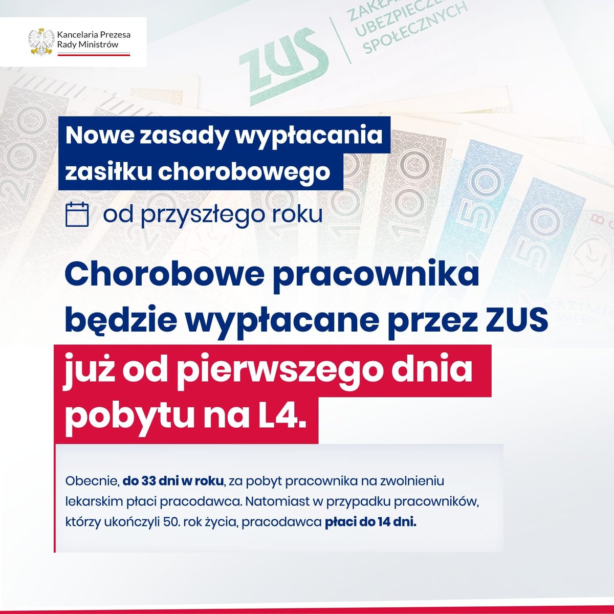 📅 Wczoraj #RadaMinistrów przyjęła informację o kierunku i harmonogramie prac legislacyjnych wdrażających opłacanie przez ZUS zasiłku chorobowego dla pracowników od pierwszego dnia nieobecności ⤵️
Więcej ➡️  gov.pl/web/premier/in…