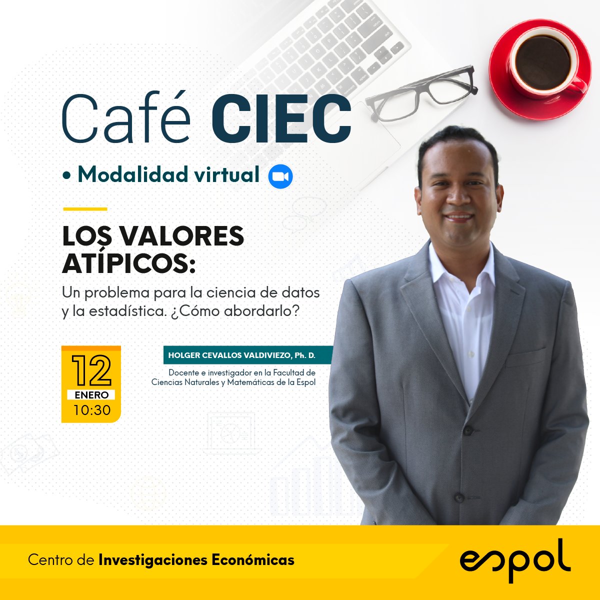 CIEC_ESPOL's tweet photo. ¡Les extendemos la invitación al primer #CaféCIEC del año! Actualización: Se llevará a cabo de manera virtual.

Nuestro invitado @HolgerCevallosV, analizará el problema de los valores atípicos en la ciencia de datos.      

Registros: https://t.co/U8FI5eyVm8 https://t.co/4nvaL9ptWR
