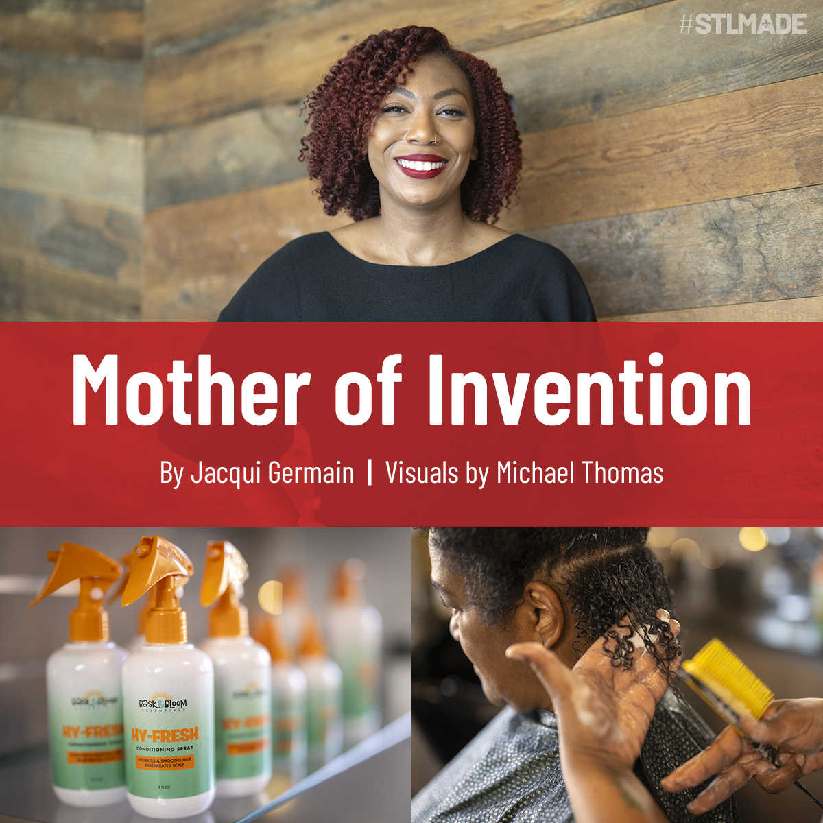 in_thestl's tweet photo. New Story: With Bask &amp; Bloom Essentials, Candera Thompson has created hair-care products that empower women and help with postpartum hair health. 🖋: @jaykayg 📷: @miketphotog https://t.co/990y58xLmd #STLMade @baskandbloomess 🧴🫧 https://t.co/MxGgWIYi7j