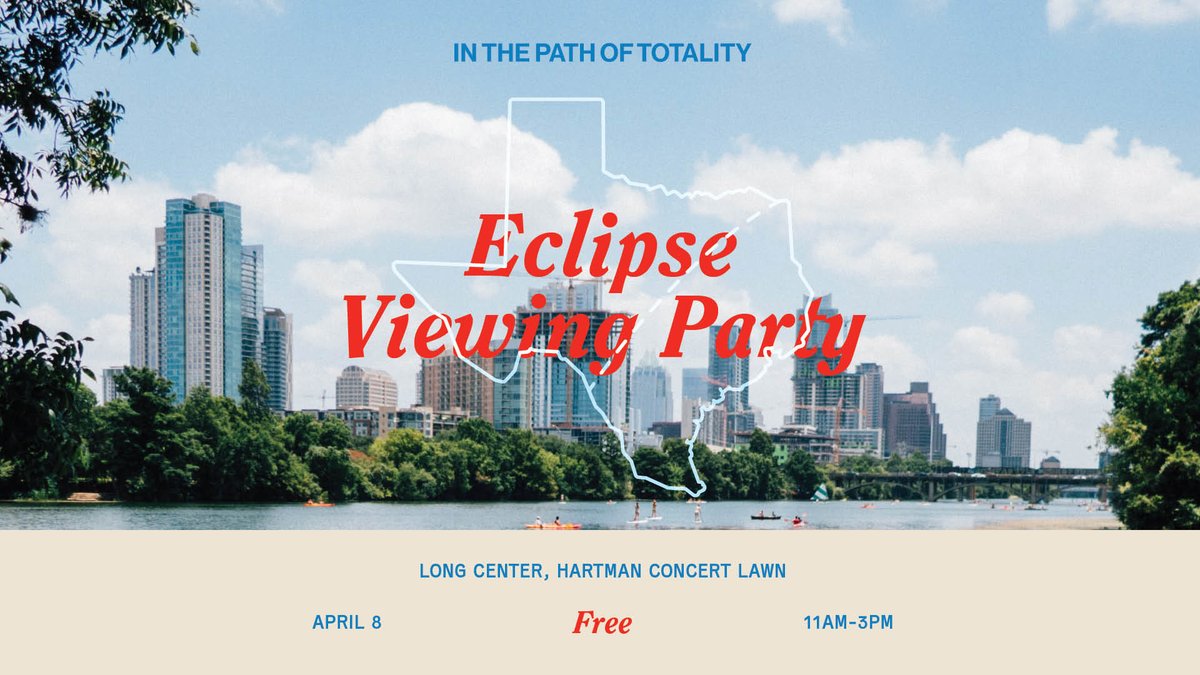 Mark your calendars! We're teaming up with <a href="/SimonsFdn/">Simons Foundation</a>, @WaterlooGW, and <a href="/fusebox/">fusebox</a> for an epic (read: free) total eclipse viewing party! See you on the lawn on April 8 😎 

Additional events at @WaterlooGW on April 7 &amp; 9. Stay tuned!

Details &amp; RSVP 👉 bit.ly/AustinEclipseTW