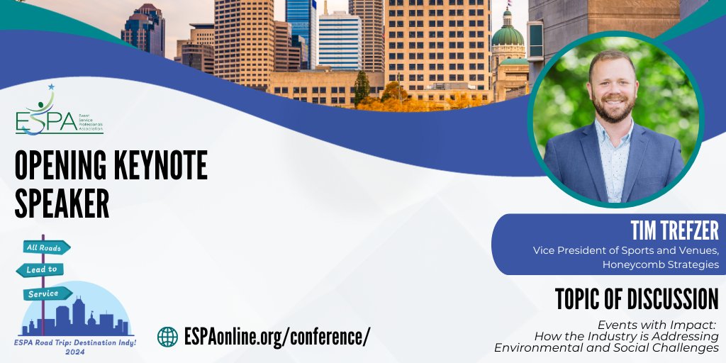 ESPATweets's tweet image. We can’t wait to hear from our opening keynote speaker at the upcoming ESPA 2024 Annual Conference! Tim Trefzer, Vice President of Sports and Venues, Honeycomb Strategies. 

Secure your spot today at: bit.ly/3bHhe0c