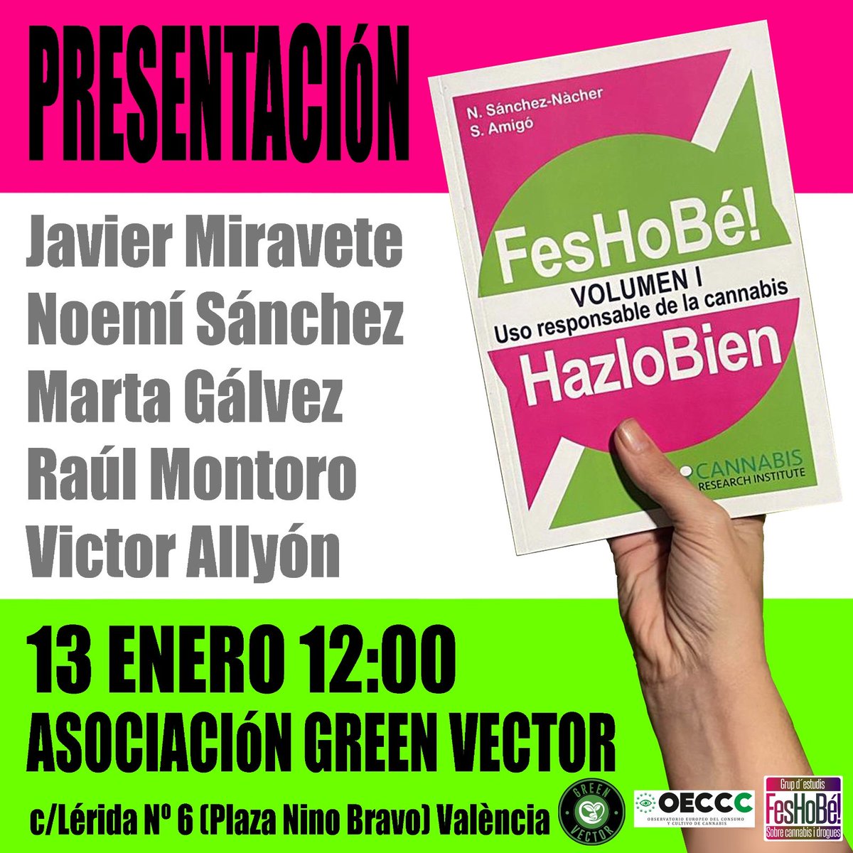EDUCANNEM's tweet photo. Este sábado día 13 a las 12:00h en Valencia #FesHoBe y el domingo 14 a las 12:00h en #Vilareal en el #Ateneu #DOLORYCANNANIS 💚 https://t.co/ttUNda4hh3