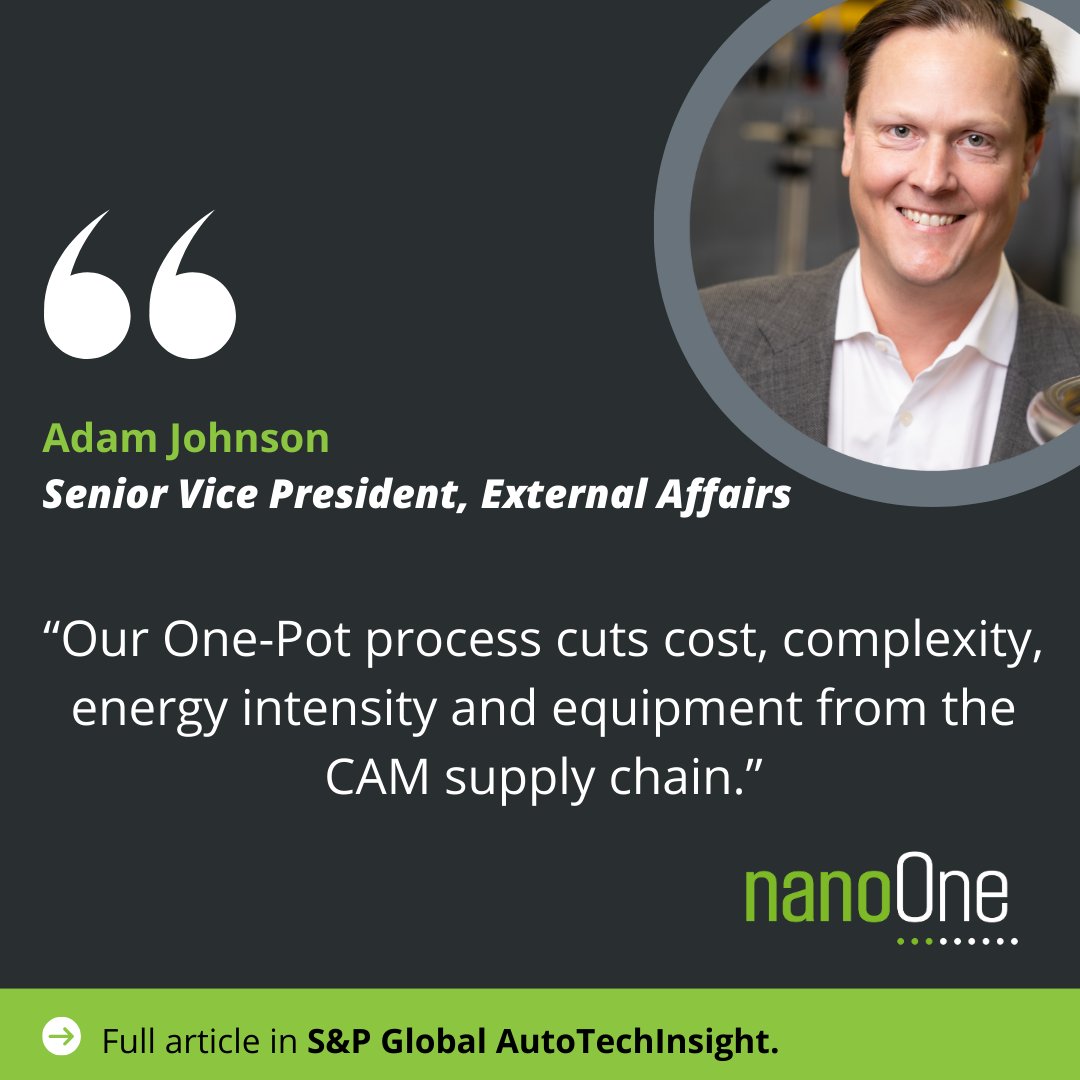NanoOne_NANO's tweet photo. Read full story @SPGlobal: https://t.co/JR69TRSMhW

Design once, build many—that’s how we aim to use our tech to help alleviate growing pains in the LFP market. 
Our SVP, External Affairs @AJohnsonBC caught up with Matthew Beecham on Shifting dynamics in the #LFP market to weigh in.

#lithium #cathodes #CAM #batteries #criticalminerals #electricvehicles #evs #supplychain #batterysupplychain $NANO $NNOMF