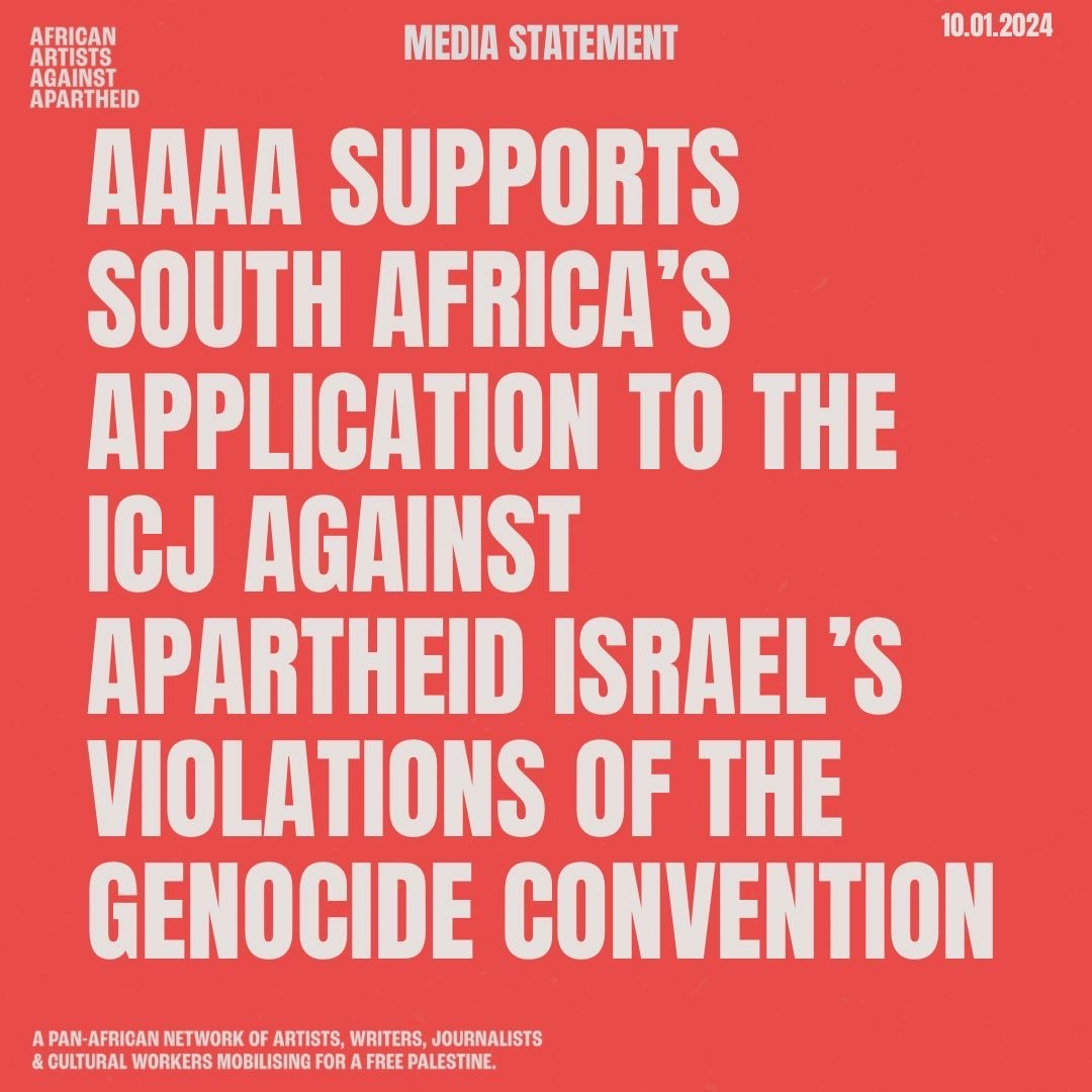 African_AAA's tweet photo. We stand with South Africa at the International Court of Justice tomorrow! ✊🏾🇿🇦🇵🇸

Our statement in solidarity with South Africa's case against apartheid Israel for violations of the Genocide Convention  1/9

#CeaseFireInGaza #FreePalestine https://t.co/Kr14uFPEfs