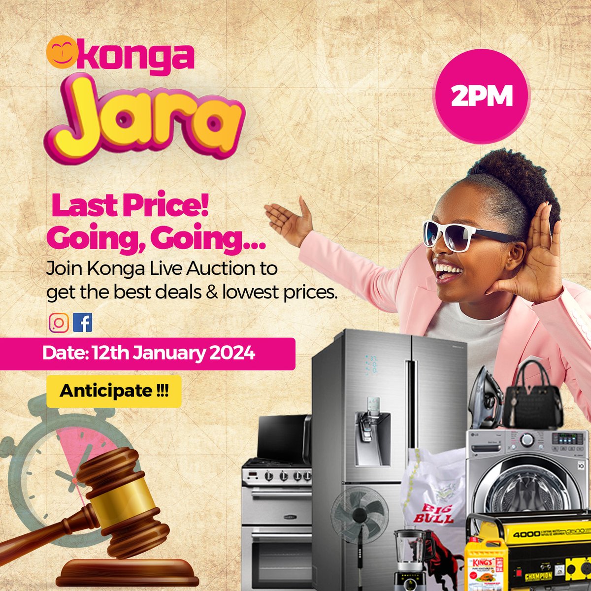 ShopKonga's tweet photo. Get Ready for an Epic Auction Experience! 

Join the Konga Live Auction on Ig and Fbk on the 12th of January.

Turn on your post notifications, mark your calendars, and prepare to bid for your favorite items at the best prices.

****

#Kongajara #Jara2023 #kongaliveauction #Konga https://t.co/5aWt9YMDR3