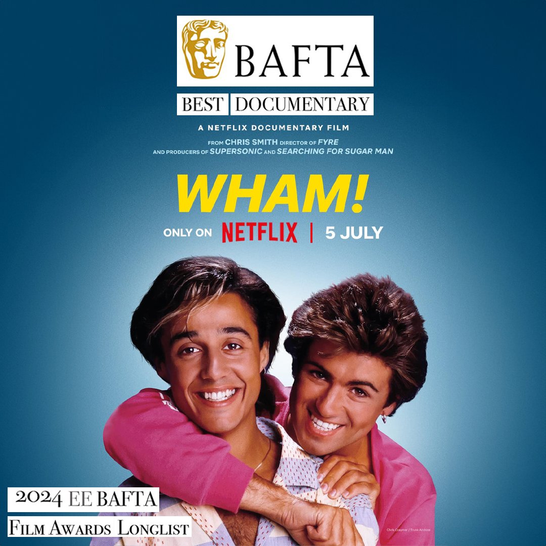 We’re delighted that WHAM! the Netflix documentary features in the 2024 @BAFTA Longlist! 🎬 Voting is open to BAFTA members only and closes on Friday, 12th Jan.