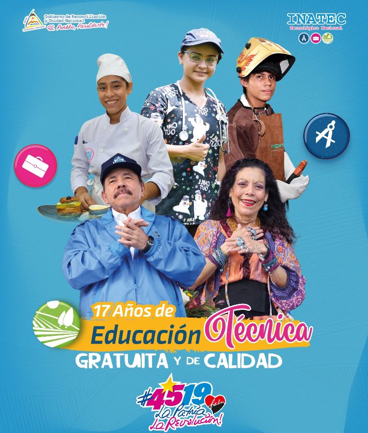 La revolución es educación técnica, 17 años y más allá!!!!
#UnidosEnVictorias 
#4519LaPatriaLaRevolución 
<a href="/LaZelayita/">La Zelayita 🇳🇮</a>