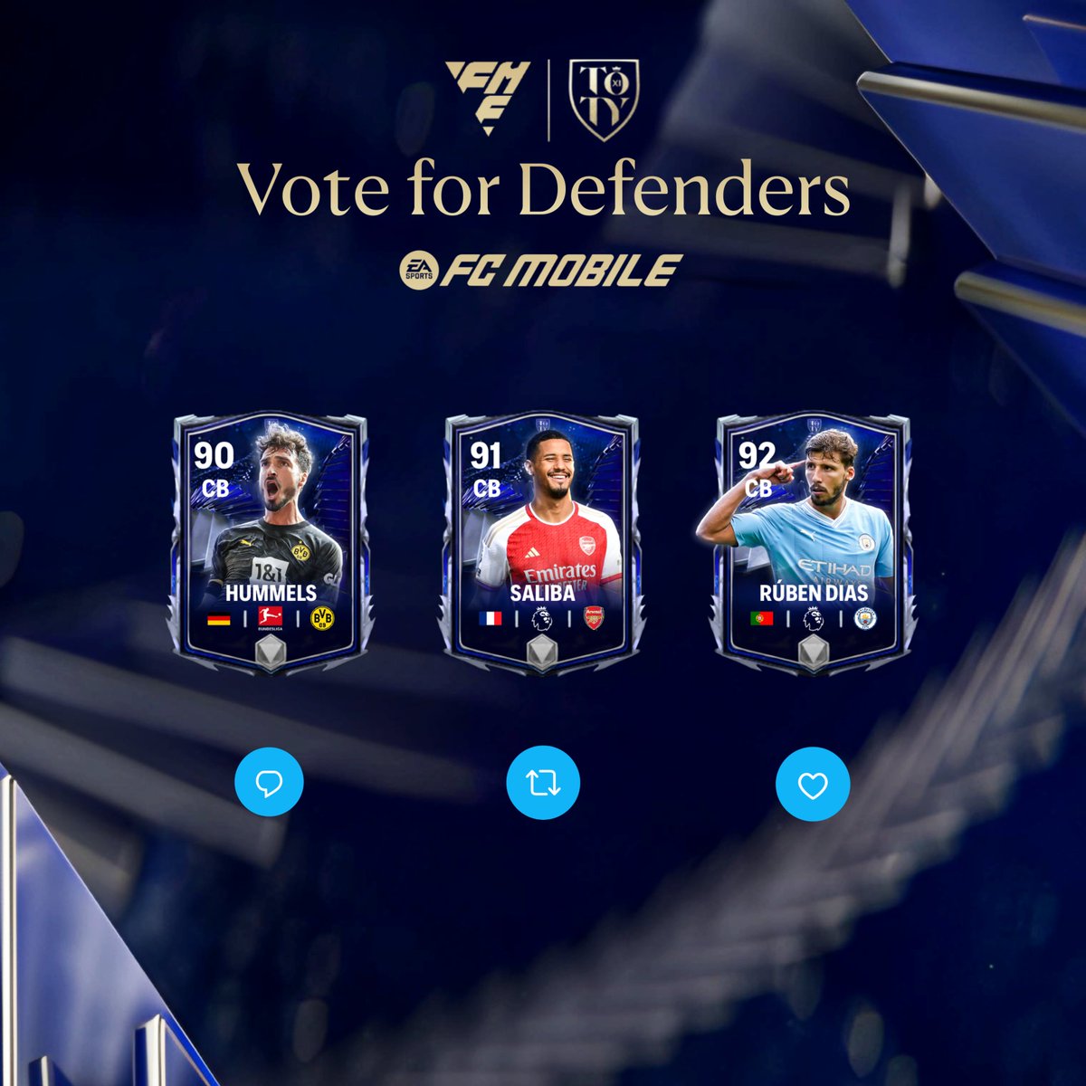 EAFCMobileForum's tweet photo. The Community decides the XI
Vote for your TOTY 🌟 CB. https://t.co/2fUldbIrNT