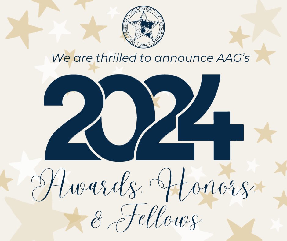 From among hundreds of nominations, AAG has chosen exemplary members who contribute to the field of geography and celebrate their role in advancing geography. Join us in congratulating the newest of #AAGHonors, #AAGAwards, and #AAGFellows 🎉 🏆 bit.ly/48BQVEw