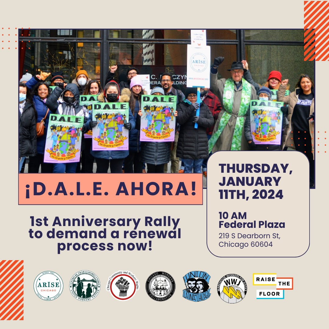 WarehouseWorker's tweet photo. TOMORROW at 10am! Join us to commemorate one year of #DALE and call on DHS to publish a renewal process for immigrant workers whose #DeferredAction is expiring. https://t.co/3Arjl28xxk