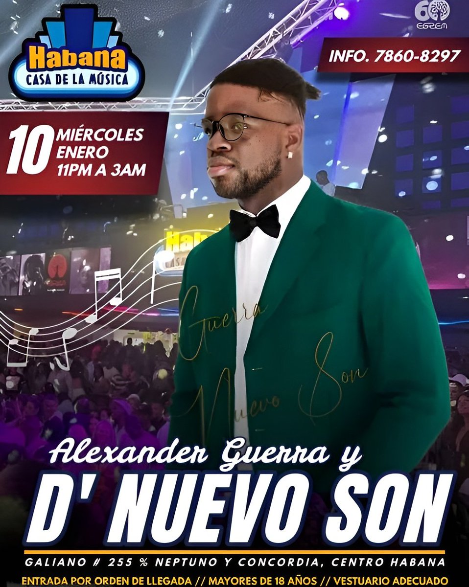 ksamusicahabana's tweet photo. En la Casa apostamos por el talento joven y la nueva música popular bailable cubana🎶🇨🇺 Por eso queremos que disfrutes hoy desde las 11pm de este concierto de #AlexanderGuerra y D' Nuevo Son, una novel agrupación que tiene mucho sabor y una propuesta refrescante.
#GALIANOINVITA🙏 https://t.co/flYg2qOyKu
