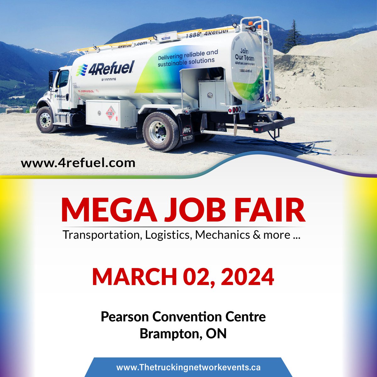 The Trucking Network on X: Join us at the TTN Mega Job Fair on March 02,  2024, at Pearson Convention Centre, Brampton, ON. Connect with 4Refuel and  more industry leaders. Elevate your