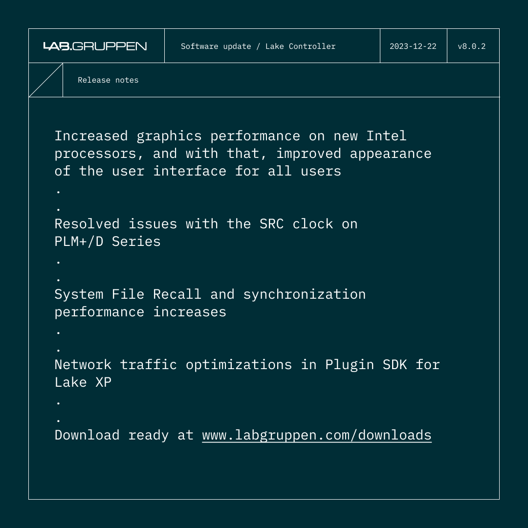 lakeprocessing's tweet photo. New software update! Lake Controller v8.0.2
Download ready at https://t.co/xbEbXmmVSO.

And if you always want to get the latest updates to your inbox, sign up for our newsletter at https://t.co/DljGpCl3XO. https://t.co/dwHXv1V3vf