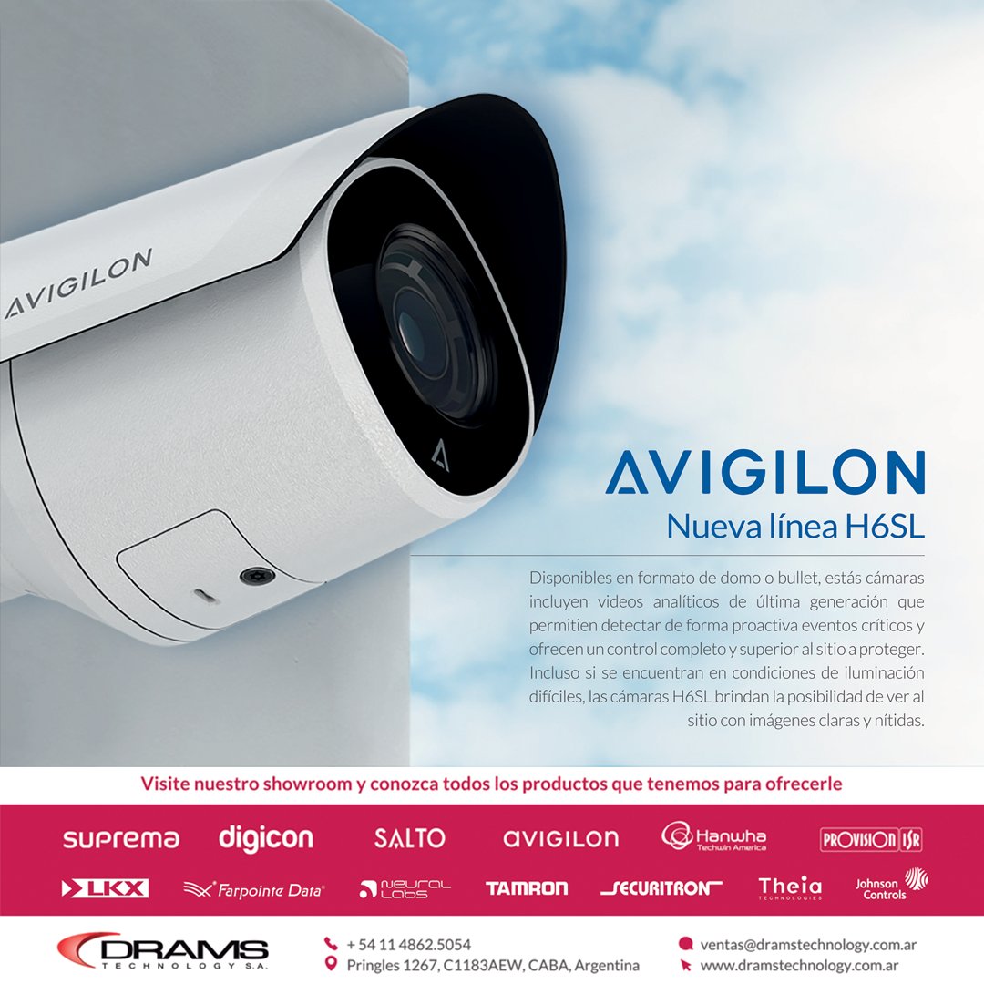 noticiasRNDS's tweet image. 👁️‍Descubre la revolucionaria serie de Cámaras H6SL de #AVIGILON en #DRAMS. Disponibles en formato domo o bullet, estas cámaras con tecnología avanzada de vídeos analíticos ofrecen un control total y superior.

➕ INFO: dramstechnology.com.ar
📱 WhatsApp: wa.me/+541136122863