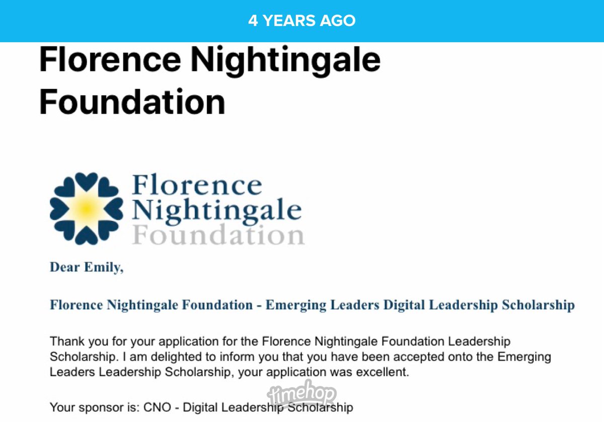 Emily Wells (@emilyclairwells) on Twitter photo Four years ago today, I found out my application for <a href="/FNightingaleF/">Florence Nightingale Foundation</a> scholarship was successful, what an opportunity and I have been so lucky to meet so many fab people along the journey 🙌🏻. Four years ago today, I found out my application for <a href="/FNightingaleF/">Florence Nightingale Foundation</a> scholarship was successful, what an opportunity and I have been so lucky to meet so many fab people along the journey 🙌🏻.