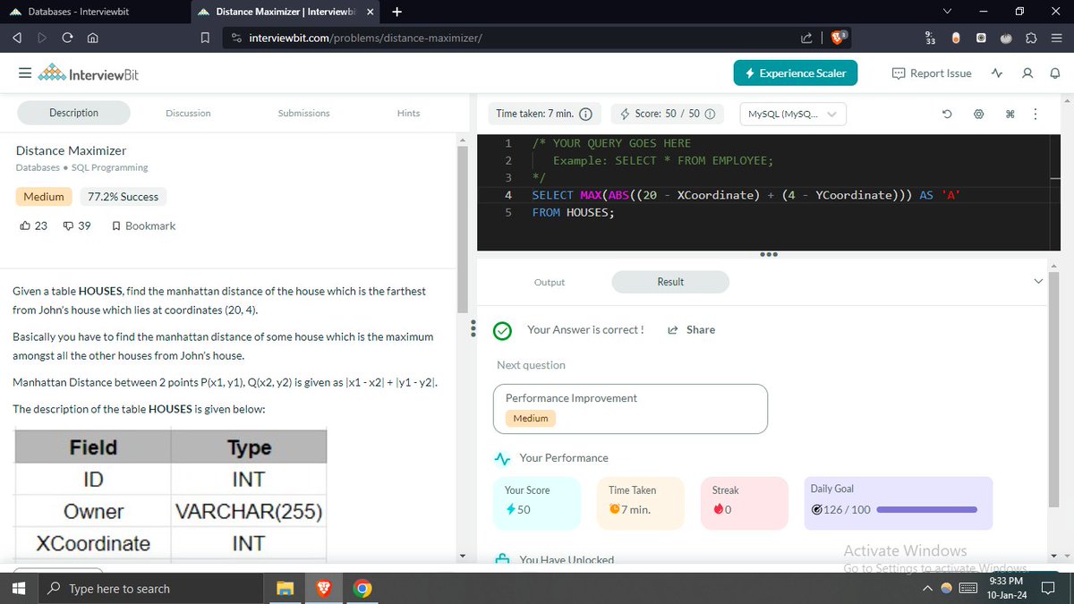 Rahul_codingrah's tweet photo. Hello All,
I have completed #Day009 of #365DaysofCode Challenge with @Scaler_official

Solved two SQL questions

Scaler discord community link: https://t.co/TQeb4arkIP 

#scalerdiscord #codewithscaler #365daysofcodescaler #interviewBit https://t.co/BlJTUjuPYY