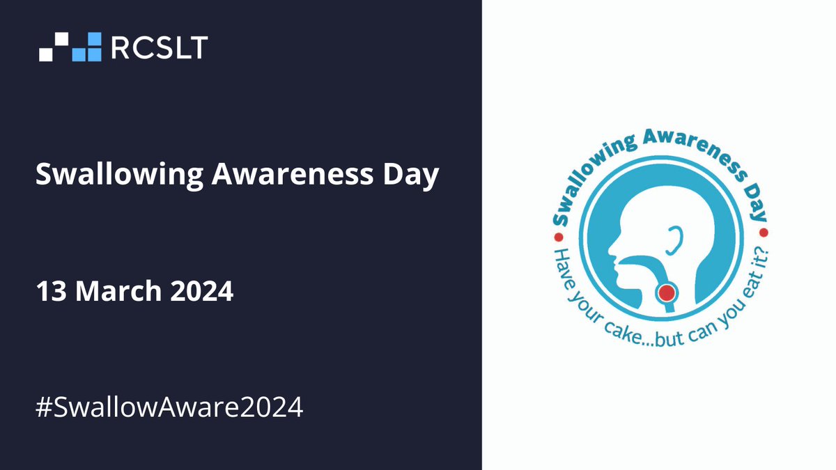 We're delighted to announce that this year's Swallowing Awareness Day will be held on 13 March, during NHS Nutrition & Hydration Week #NHWeek @NHWeek @SpeechPathAus. Keep an eye on our website about how you can get involved as more details will be coming soon. #dysphagia