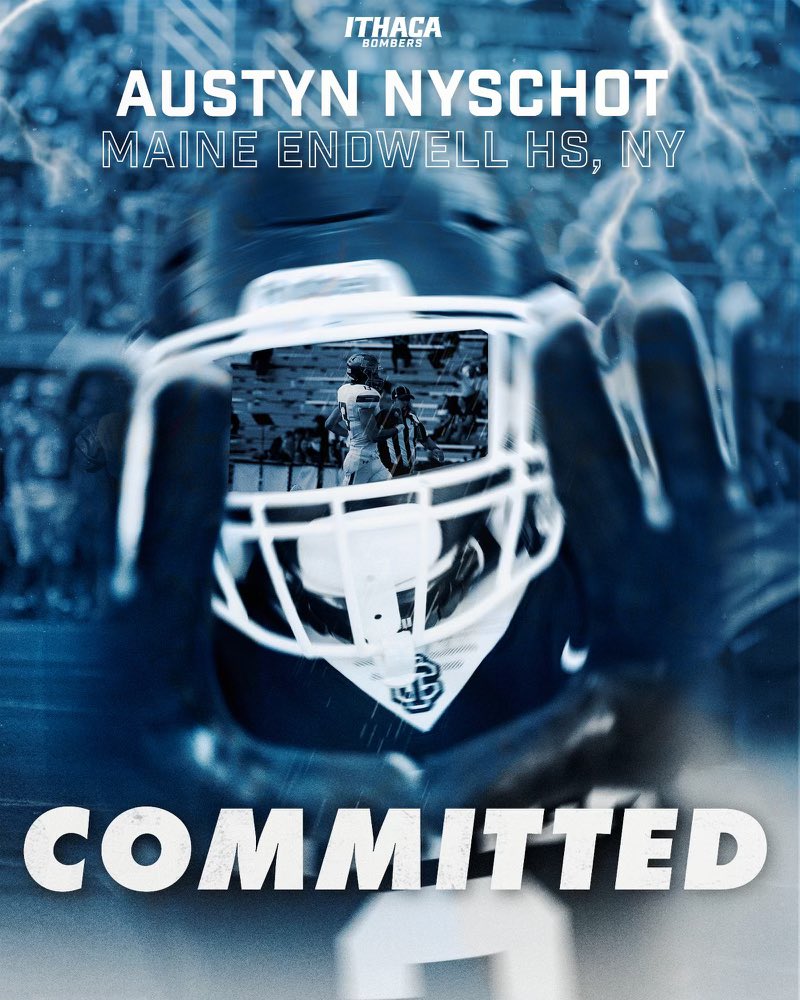 austynnyschot's tweet photo. I am extremely blessed and honored to announce my commitment to Ithaca College! I would like to thank my family, friends, teammates, and coaches for  everything they’ve done to make this happen. I’m beyond grateful for this opportunity! Go Bombers!💣 @CoachTerp_ @IthacaBomberFB https://t.co/WQzZ2XMCI0