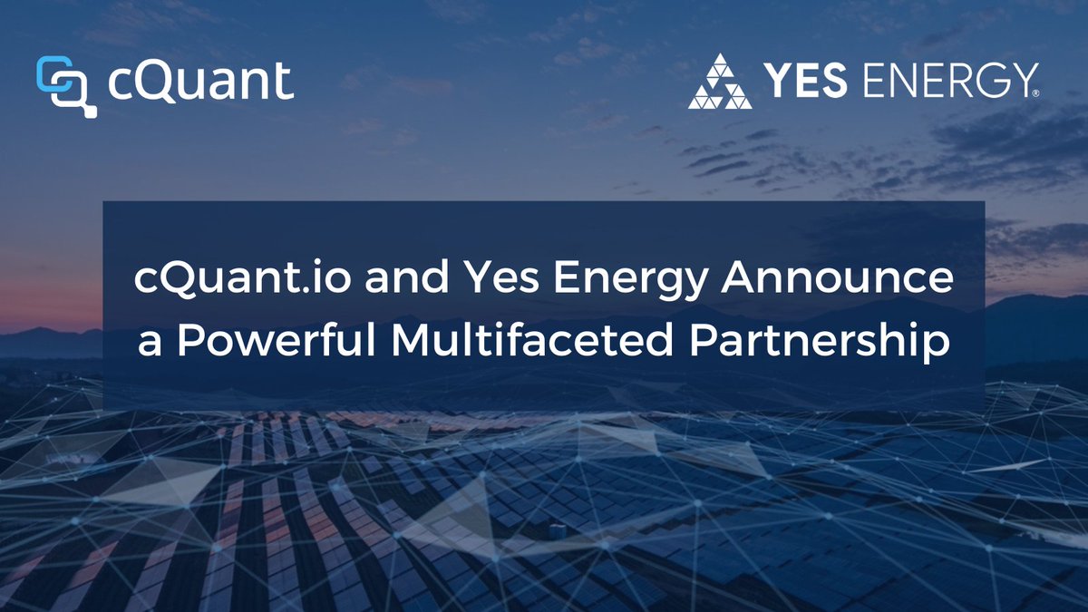 cquant_io's tweet photo. https://t.co/vz15E0joIj has partnered with @yesenergy to allow customers access to Yes Energy’s foundational power market data within the cQuant EAP as well as enable the development of new and cutting-edge products.

Read the formal release here: https://t.co/iz5DEsOY0n https://t.co/ddVwwtUIr0