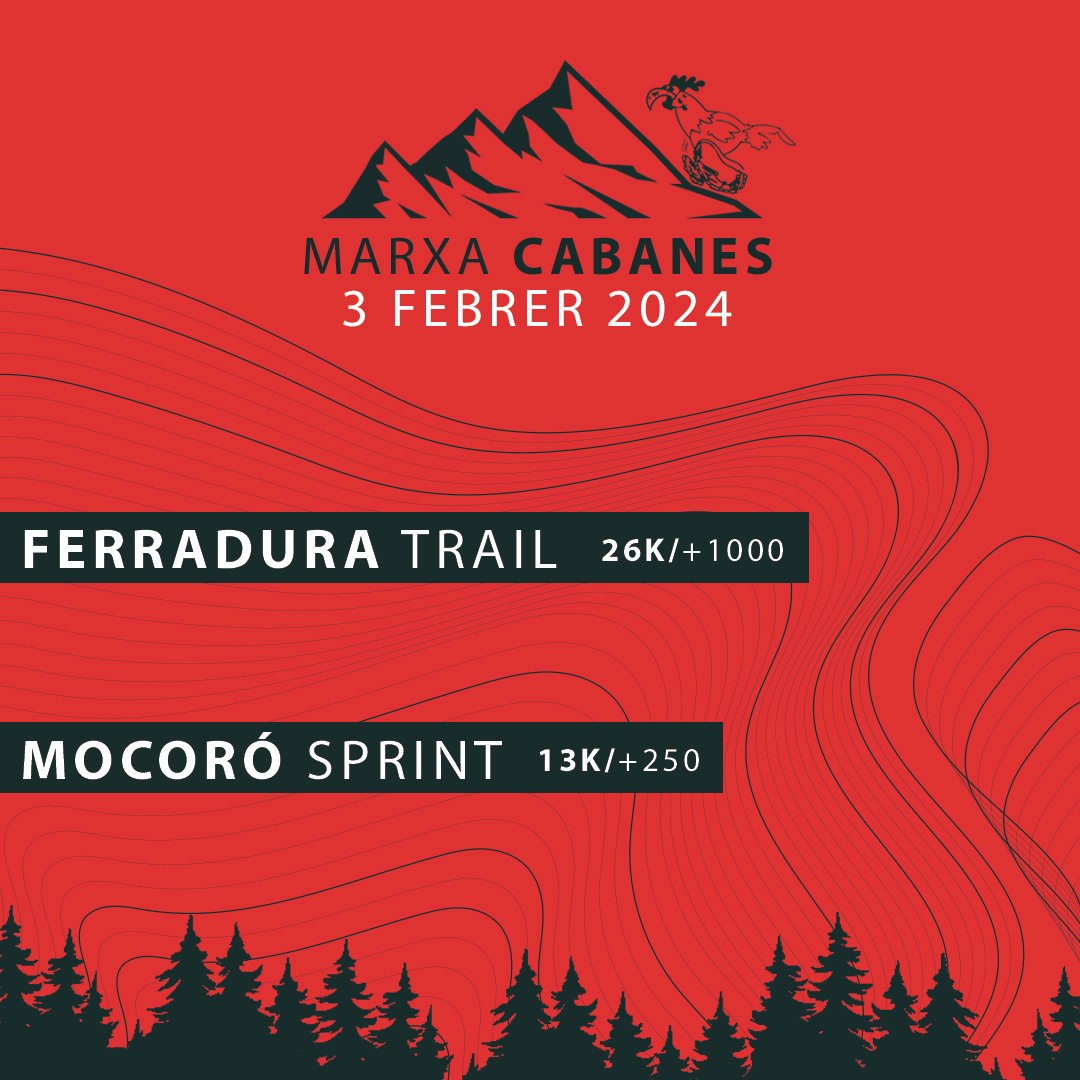 RunningCabanes's tweet photo. Com ja sabeu la XXIII Marxa Cabanes està composta per dues modalitats:
- FERRADURA TRAIL 26k / +1000m
- MOCORÓ SPRINT 13k / + 250m

Aquest any com a gran novetat les dos modalitats seran competitives.🥇🏆
Així que ja sabeu, teniu una cita el DISSABTE 3 DE FEBRER a Cabanes!! 🏃🏻‍♀️🏃🏻‍♂️ https://t.co/8GHRvXetGt