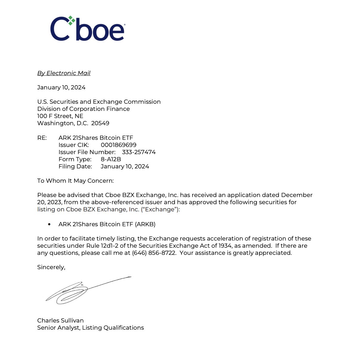 ⚡️JUST IN: ARK 21Shares, Invesco Galaxy, VanEck, Fidelity and Franklin Templeton #BitcoinETFs receive <a href="/CBOE/">Cboe</a> approval. 📊