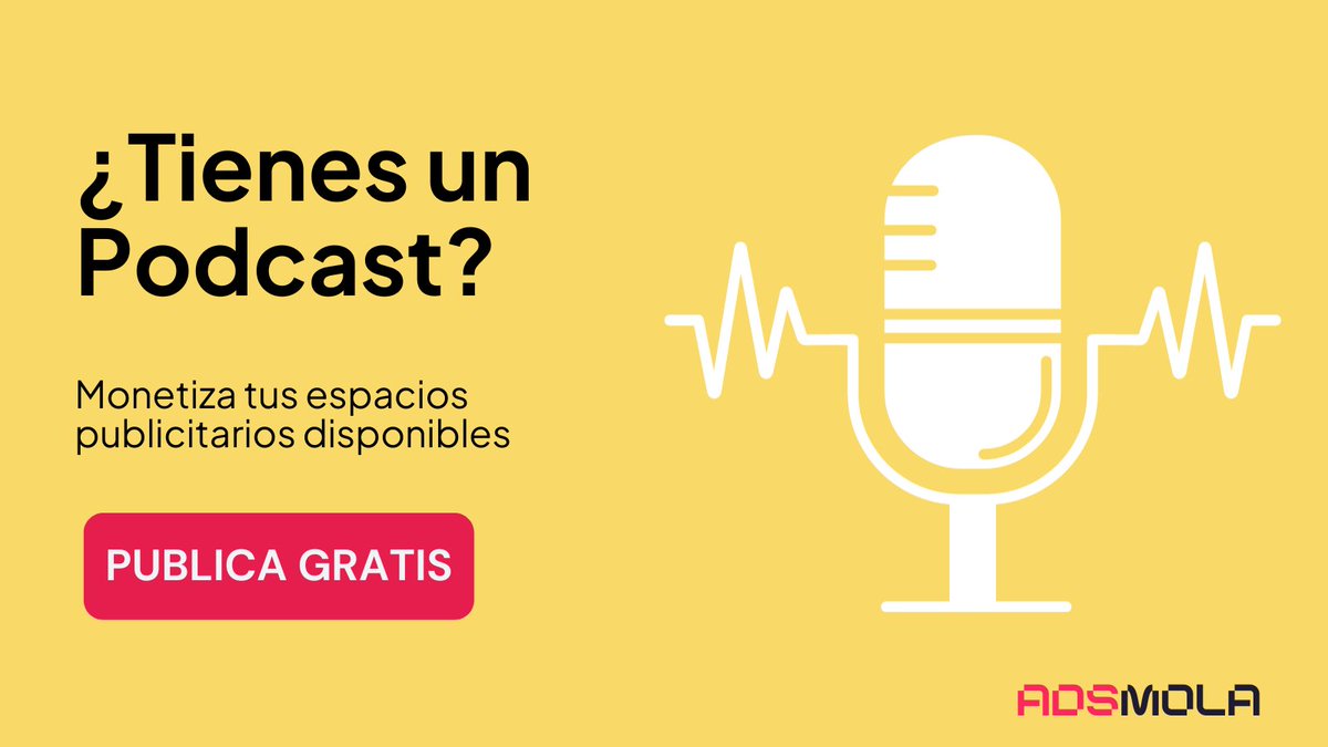 ¿Tu podcast es más que una pasión? 🎙️ Llévalo al siguiente nivel monetizando tus espacios publicitarios.

👉 adsmola.com