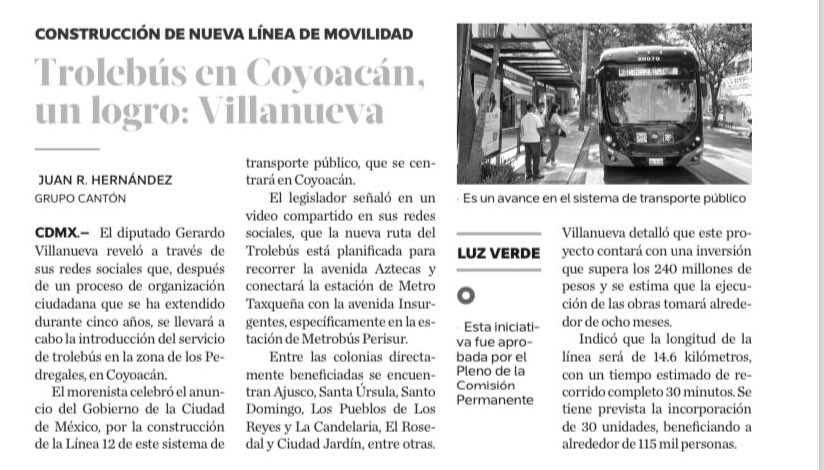 ⭕️ #EnLosMedios || <a href="/VillanuevaVa_/">Gerardo Villanueva</a> reveló que, después de un proceso de organización ciudadana que se ha extendido durante 5 años, se llevará a cabo la introducción del servicio de trolebús en la zona de los Pedregales, en #Coyoacán.

📢 diariobasta.com/2024/01/09/tro…