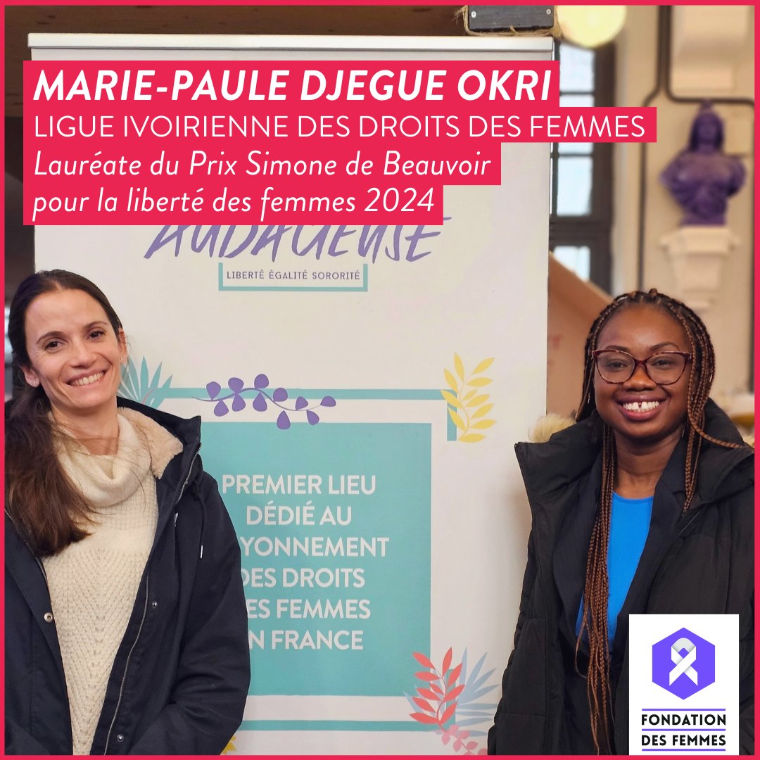 Bravo à @LilithdeVavoua lauréate du Prix Simone de Beauvoir pour la liberté des femmes 2024 et co-fondatrice de @LaLigue225 ! Fières de soutenir ce prix qui récompense chaque année les actions menées pour faire progresser les droits des femmes partout dans le monde 💪