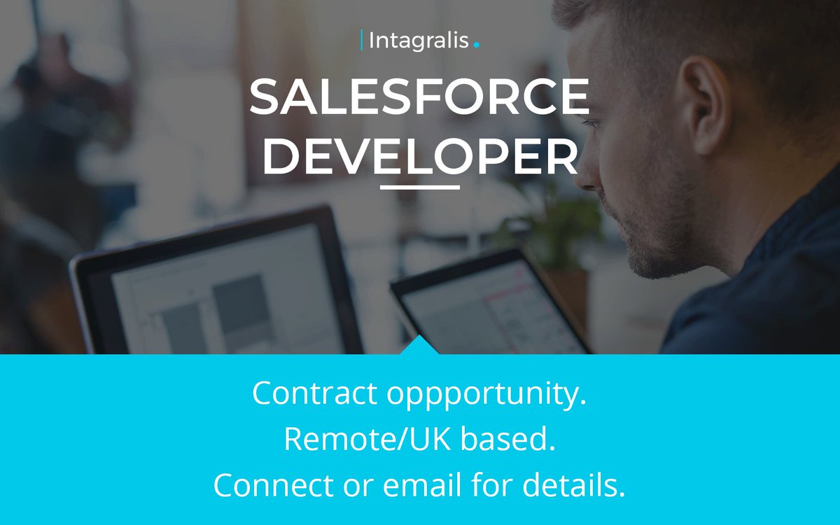 intagralis's tweet photo. CONTRACT OPPORTUNITY: Salesforce Developer
Rate: £500 per Day
Location: Remote, UK

For details, please contact Travis Powell on Travis.Powell@intagralis.com

Salesforce #Salesforce #SalesforceJobs #Developer #CRM https://t.co/0iOy6vk80m