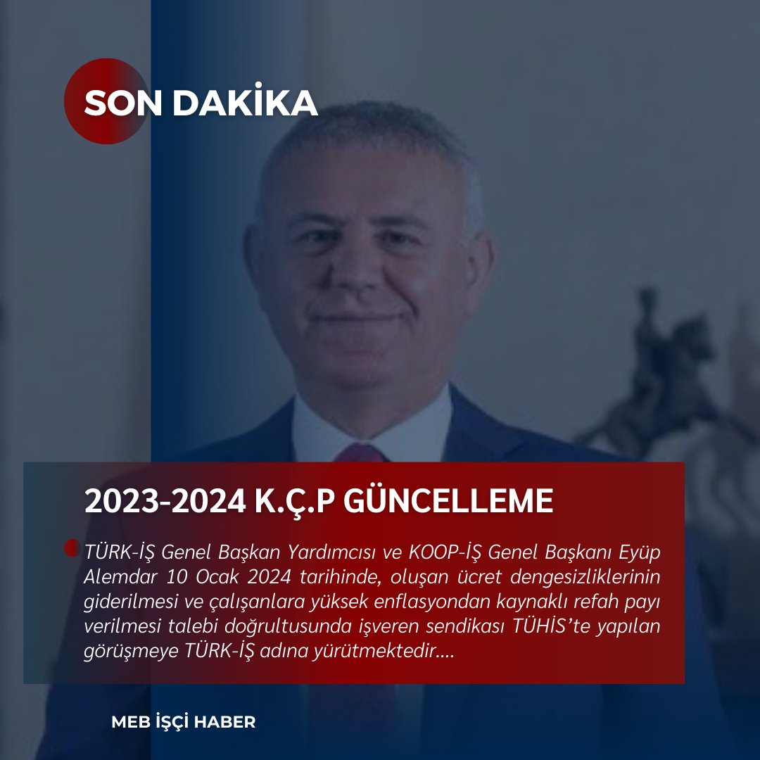 TÜRK-İŞ Genel Başkan Yardımcısı ve KOOP-İŞ Genel Başkanı Eyüp Alemdar 10 Ocak 2024 tarihinde, işveren sendikası TÜHİS'de... #ekprotokol #Refahpayi @turkiskonf @KOOPISSENDIKASI @alemdareyup @muratturkekul