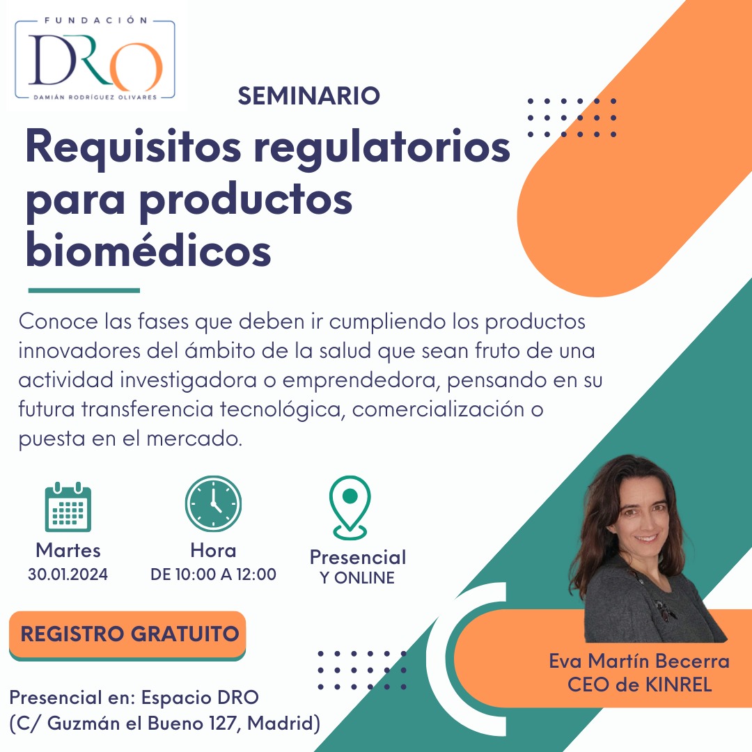 ¿Buscando nuevos retos y nuevos propósitos?
¡Empieza el año aprendiendo sobre requisitos regulatorios para productos biomédicos!
Presencial en la sede de la <a href="/FundacionDRO/">Fundación DRO</a> , y si no puedes venir a Madrid, te esperamos online ☺️
Inscripción gratuita 👉kinrel.es/seminario-regu…