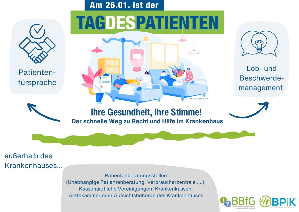Zum Tag des Patienten am 26.1. veröffentlichen wir zahlreiche Assets und Downloads zum Thema Patientenrechte: tagdespatienten.de/downloads/
Kostenlos 😀 für Gesundheitsorganisationen, die an diesem wichtigen Tag ein Zeichen setzen!👏👍💪