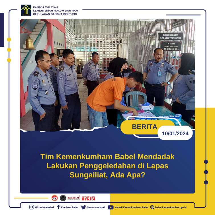 kumham_babel's tweet photo. Tim Kemenkumham Babel Mendadak Lakukan Penggeledahan di Lapas Sungailiat, Ada Apa?
@kumham_babel
#KumhamBabel
#HarunSulianto
Kanwil Kemenkumham Babel 
Harun Sulianto https://t.co/n2QRMWT4R3