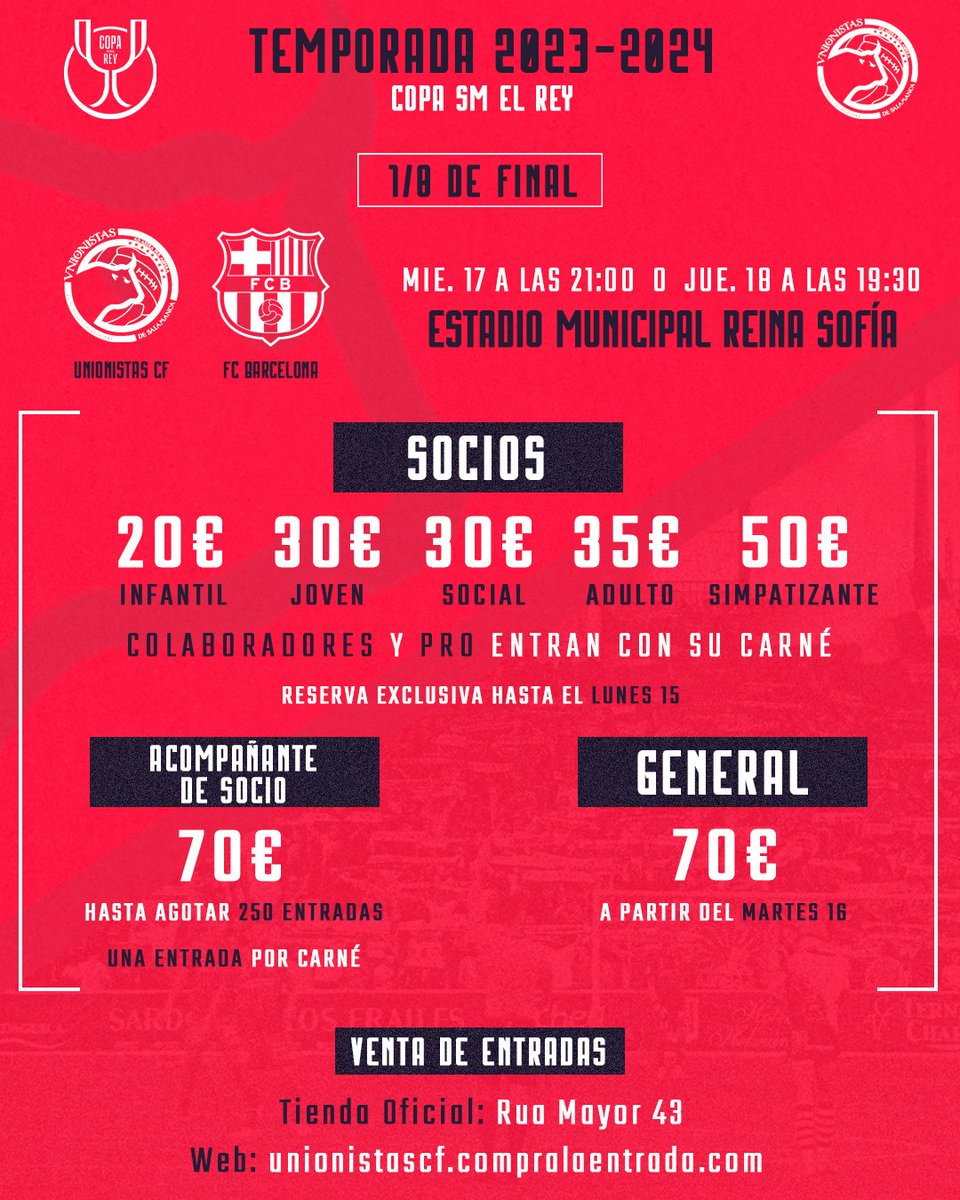 🎟️ ENTRADAS | Las localidades para socios y acompañantes para el partido ante el <a href="/FCBarcelona_es/">FC Barcelona</a>, a la venta desde mañana a las 10:00 horas en tienda y online.

✅ Quedan reservadas hasta el lunes. El martes se inicia la venta  para público general:

👉🏻 bit.ly/InfoFCB
