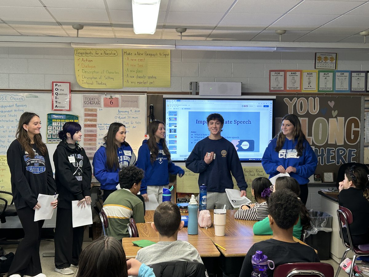 bmchsd's tweet photo. @Calhoun Leadership Class students visited Birch Elementary 5th graders to create a lasting impact by addressing the difficult topic of hate speech. They covered constructive ways to have dialogue, empowering the students to be agents of positive change. Congrats to all involved! https://t.co/Uw4tFVwseJ