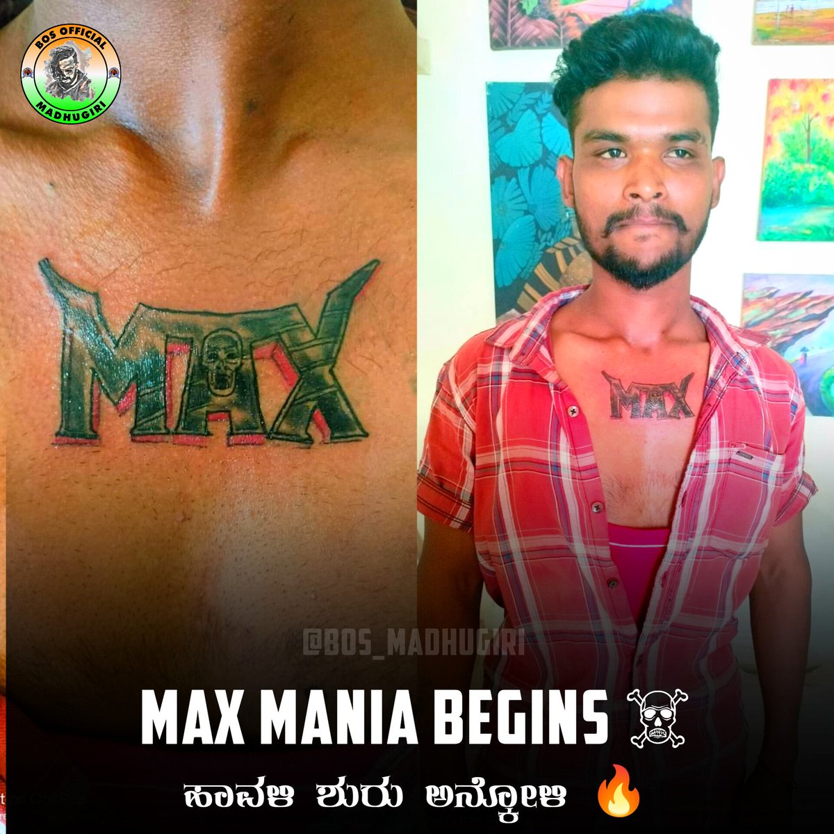 BosMadhugiri's tweet photo. ಹಾವಳಿ ಶುರು ಅನ್ಕೋಳಿ ☠️
#Max Mania Begins 🔥🔥

King Of Craze KICCHA😎👑

#MaxTheMovie @KicchaSudeep 
#KicchaSudeep𓃵 @Max_themovie https://t.co/oaa72HKq1N