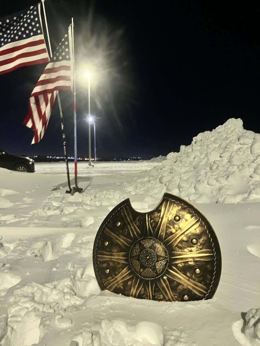 F3MountOlympus's tweet photo. Thank you Shingles! Kudos to the small workout group this gloom. It was cold and icy up there at the top! Adding a “why” to goals is something everyone should do. @F3Omaha 
And yes, Shield of Ares pass to Sharkweek - on the hunt for more! #mountOshield https://t.co/gTok22SPvH