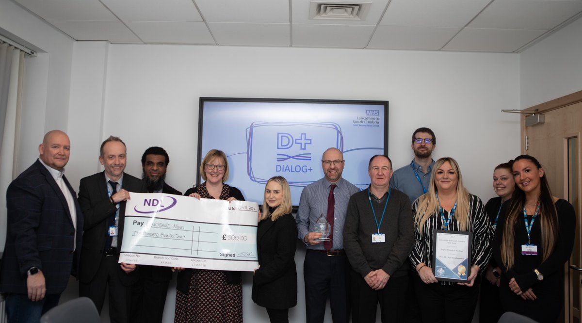 Lancashire & South Cumbria NHS Foundation Trust (@wearelscft) on Twitter photo Today, our award-winning DIALOG+ digital team presented a cheque alongside NDL to <a href="/LancsMind/">Lancashire Mind</a>.
NDL develop public sector digital transformations and MIND was our chosen charity to receive a cheque after winning the ‘Gold Digital Project of the Year’ at the Community Awards. Today, our award-winning DIALOG+ digital team presented a cheque alongside NDL to <a href="/LancsMind/">Lancashire Mind</a>.
NDL develop public sector digital transformations and MIND was our chosen charity to receive a cheque after winning the ‘Gold Digital Project of the Year’ at the Community Awards.