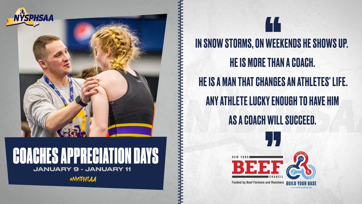 WINTER COACHES APPRECIATION DAYS: ☃️

Presented by <a href="/NYBeefCouncil/">NY Beef Council</a> 

We thank the coaches who step up for their student-athletes beyond their coaching role! 

Send in your appreciation of your coach, they may win a prize! 

form.jotform.com/240013938540147