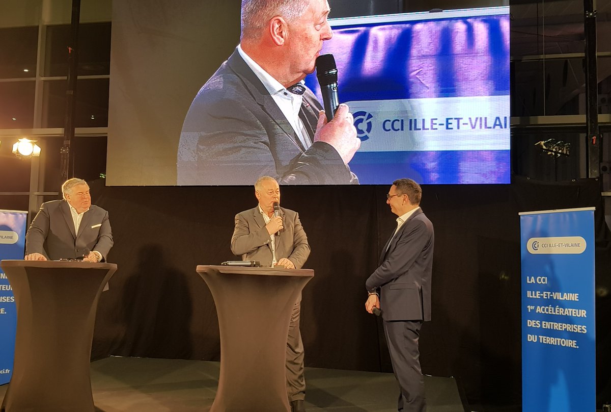 Mardi 09 janvier, devant près de 800 chefs d’entreprises, Jean-Philippe CROCQ, Président de la <a href="/CCI_35/">CCI Ille-et-Vilaine 🇫🇷🇪🇺</a>, a présenté ses vœux, au côté notamment de Jean Pierre RIVERY Président de la <a href="/CCIRBretagne/">CCI Bretagne</a>. 
📰<a href="/BEconomique/">Bretagne-Economique</a> : bit.ly/3tEjwKt
📍 Aéroport de Rennes