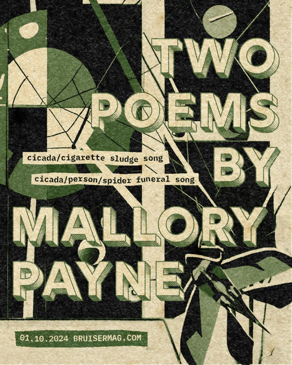 the spiders here hunt
people for sport,
draggin’ em back to
hell and lettin’ em rot.

"cicada/cigarette sludge song" and "cicada/person/spider funeral song" by @paynemal_: bruisermag.com/payne_twopoems