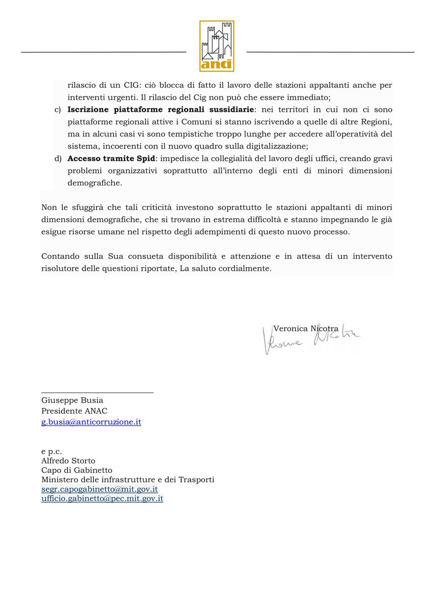 ‼️#Contratti pubblici digitali. Pubblichiamo la lettera di <a href="/comuni_anci/">comuni_anci</a> ad <a href="/AnacNazionale/">Autorità Nazionale Anticorruzione</a> sulle principali criticità, riportate dai Comuni e segnalate anche da Anci Liguria, riguardo l'utilizzo delle piattaforme digitali per gli #appalti pubblici