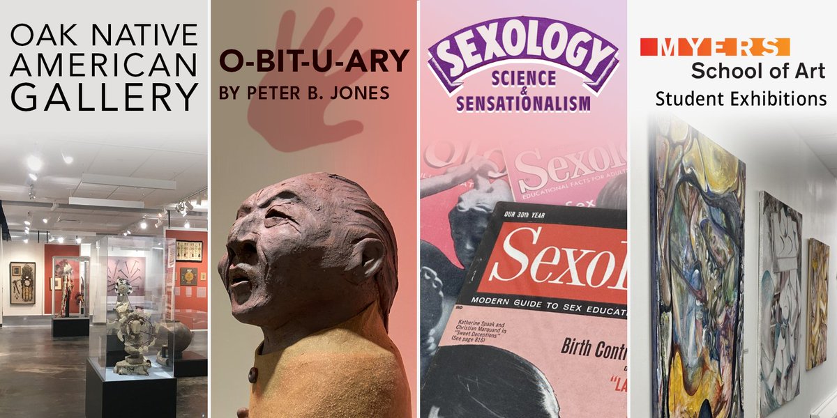 The Institute galleries are open – and there’s so much to see!
Explore the Oak Native American Gallery, the newest pieces by sculptor Peter B. Jones, the lurid science of “Sexology” magazine, and student works from <a href="/MyersSchoolUA/">Myers School of Art</a>. Plan your visit today at uakron.edu/ihsc/#Admission