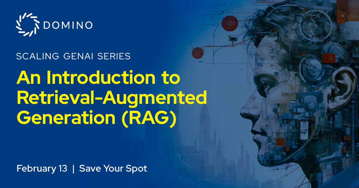 We're excited to announce an exclusive session on Retrieval-Augmented Generation (RAG) with Domino's John Alexander! Join us Feb. 13 to unlock the power of RAG for your projects. Limited spots available! 🔍 domino.buzz/3NZqVuK #DataScience #GenerativeAI #TechTalks