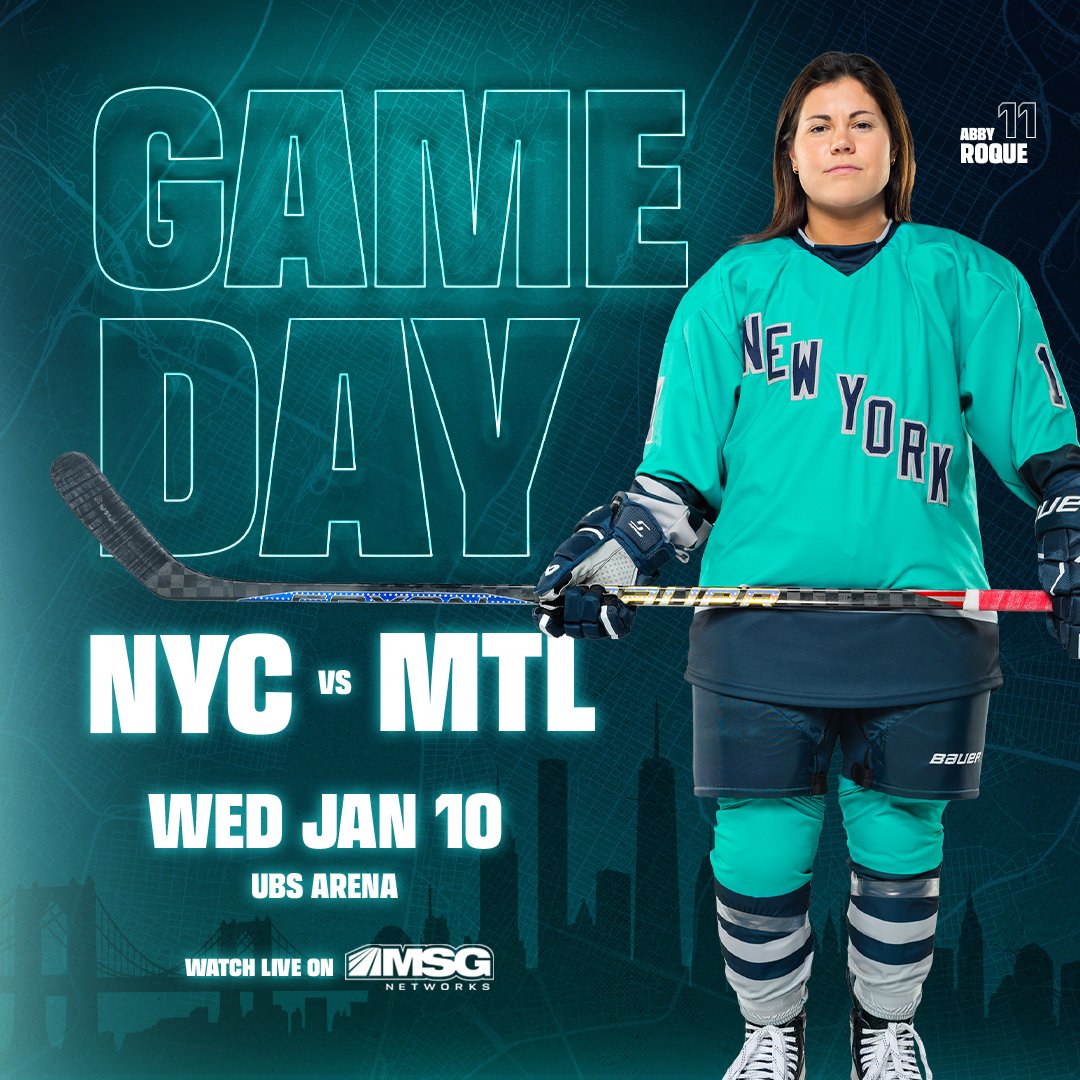 PWHL_NewYork's tweet photo. First hockey night on the Island.

🆚 @PWHL_Montreal 
⏰: 7:00pm ET
📍 @UBSArena 
📺: @MSGNetworks https://t.co/PCKZVLOGh6