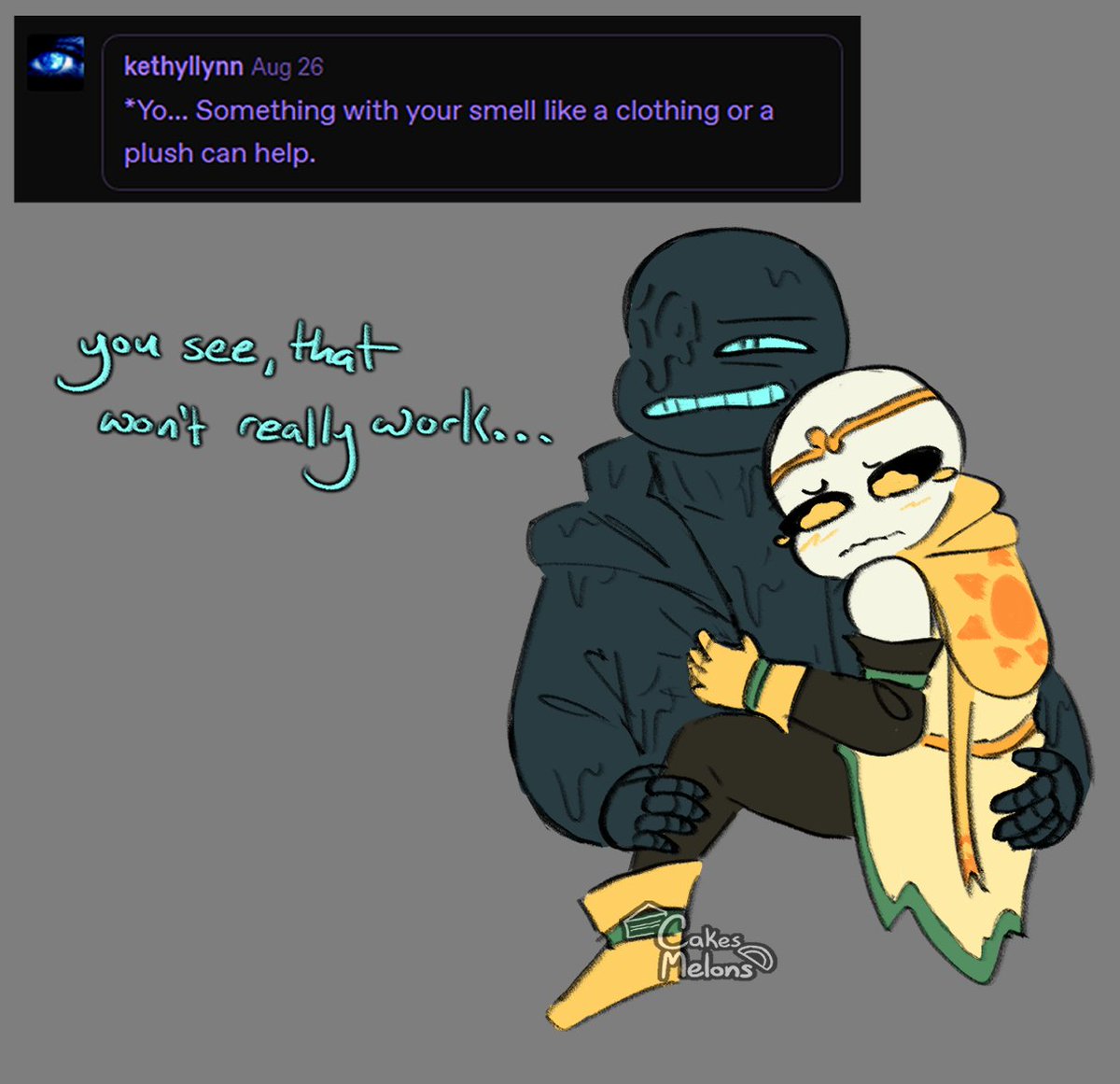 CakesMelons's tweet photo. Nightmare's clothes are just goop 🤷 
(a kinda old continuation of this old drawing) https://t.co/zhIHr8vP8V